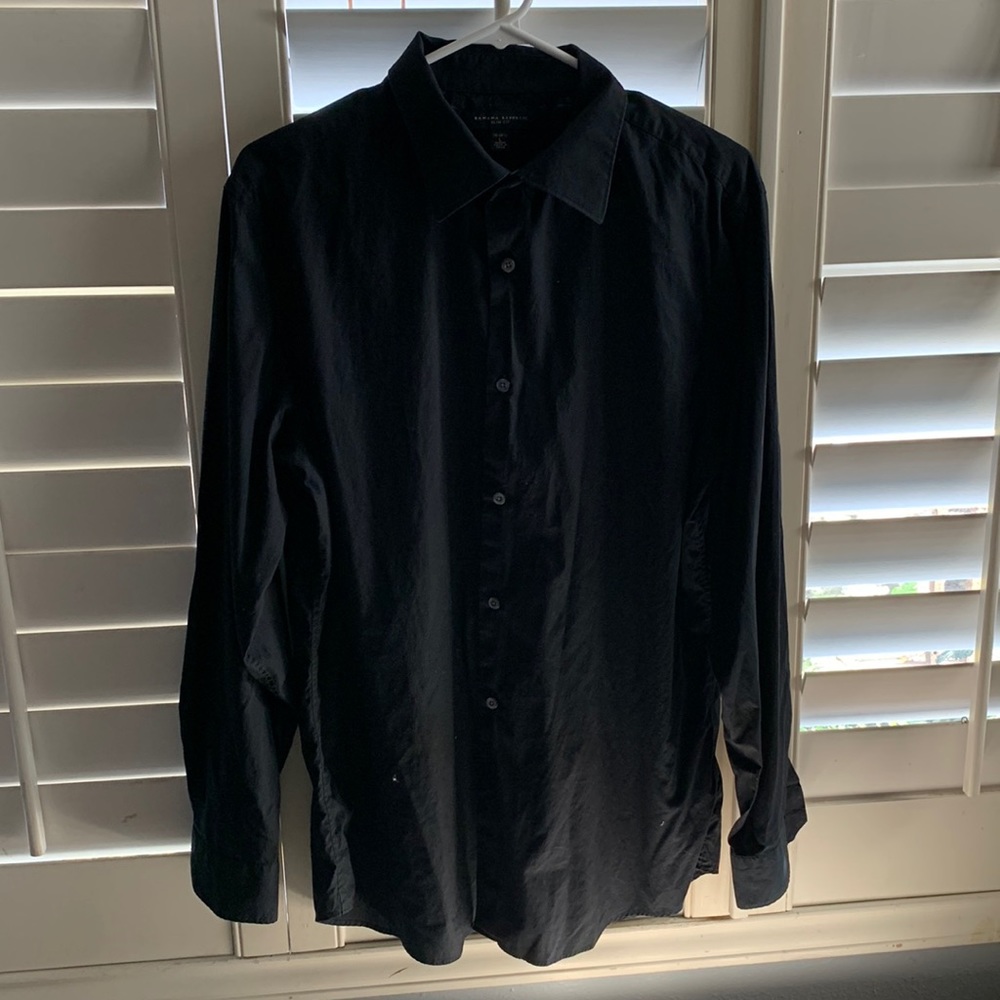 Mens black button up long sleeve slim fit